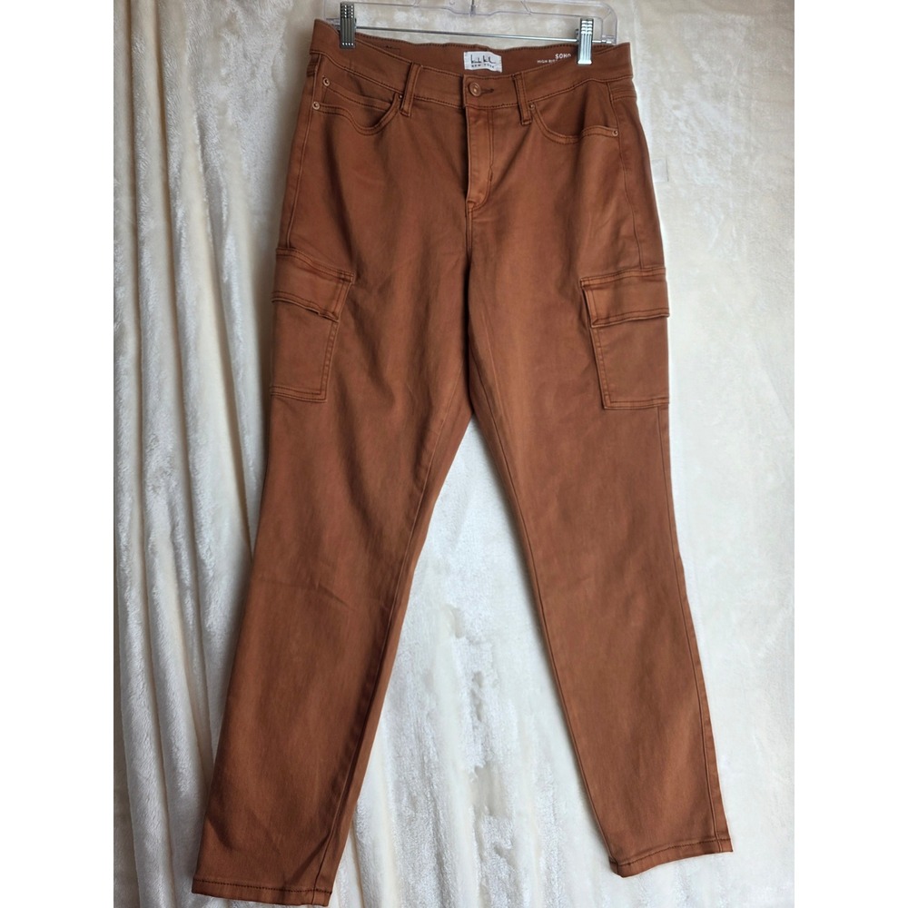 Nicole Miller New York Soho High Rise Skinny Cargo‎ Pants Terracotta Size 10